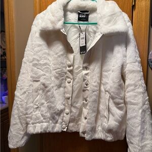 White Faux Fur Jacket. New with tags. Size 1X